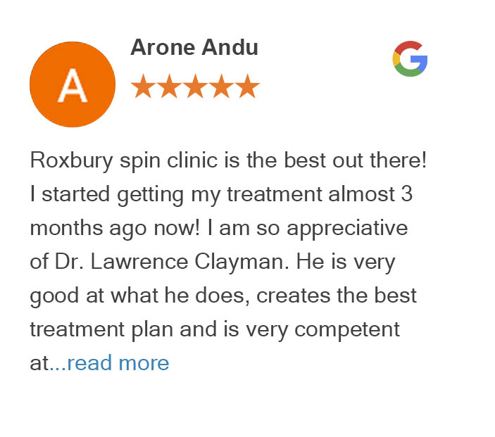 Google review from Arone Andu - Roxbury West Seattle Burien Chiropractic Clinic
