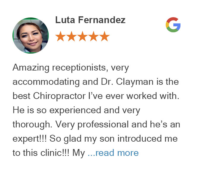 Google review from Luta Fernandez - Roxbury West Seattle Burien Chiropractic Clinic